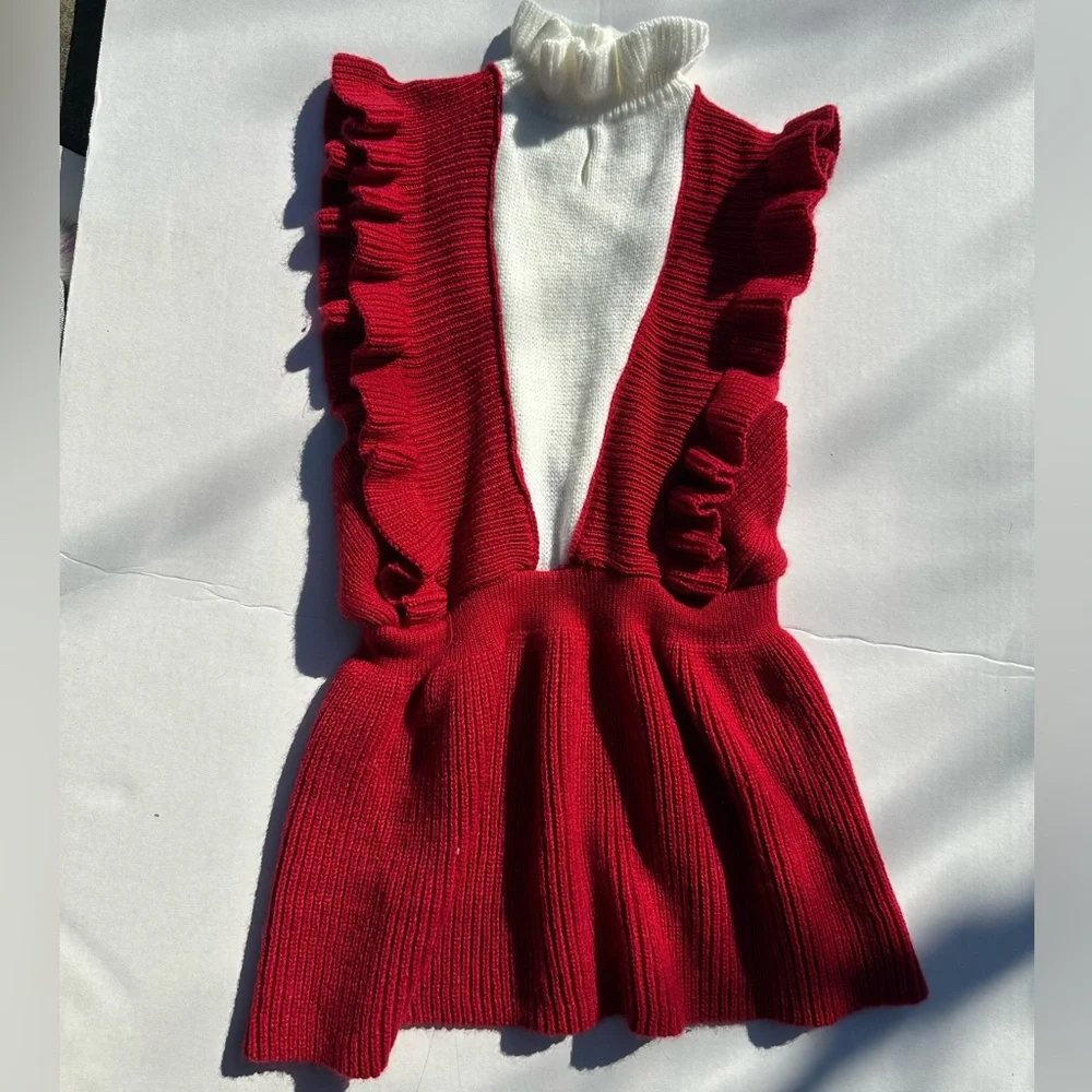 Red Ruffled Knit Dress - Picture 1 of 4